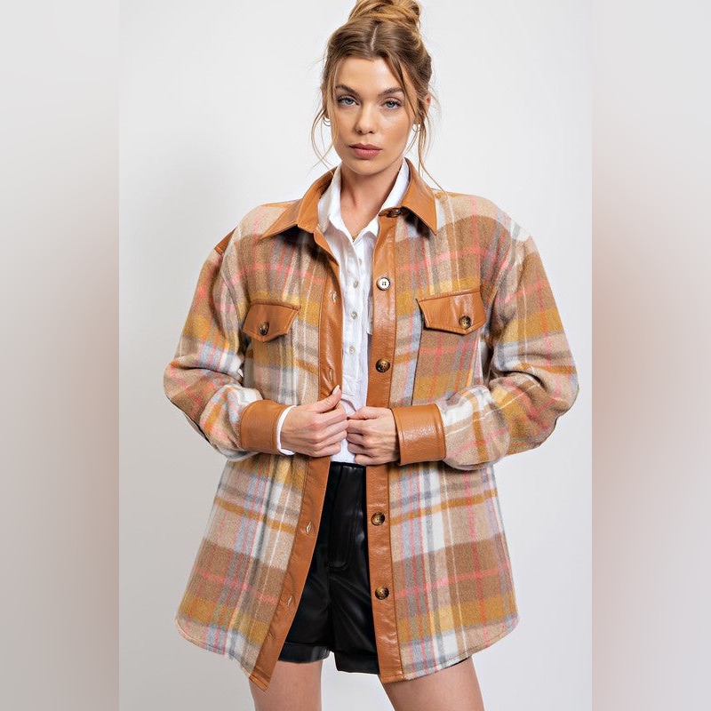 Easel Oversized Leather Goods Shacket